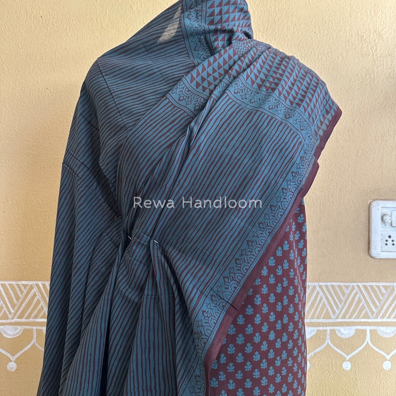 Wine-Rama Green Bagh Print Cotton Suit BCSP093