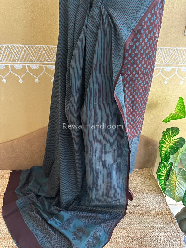 Wine-Rama Green Bagh Print Cotton Suit BCSP093