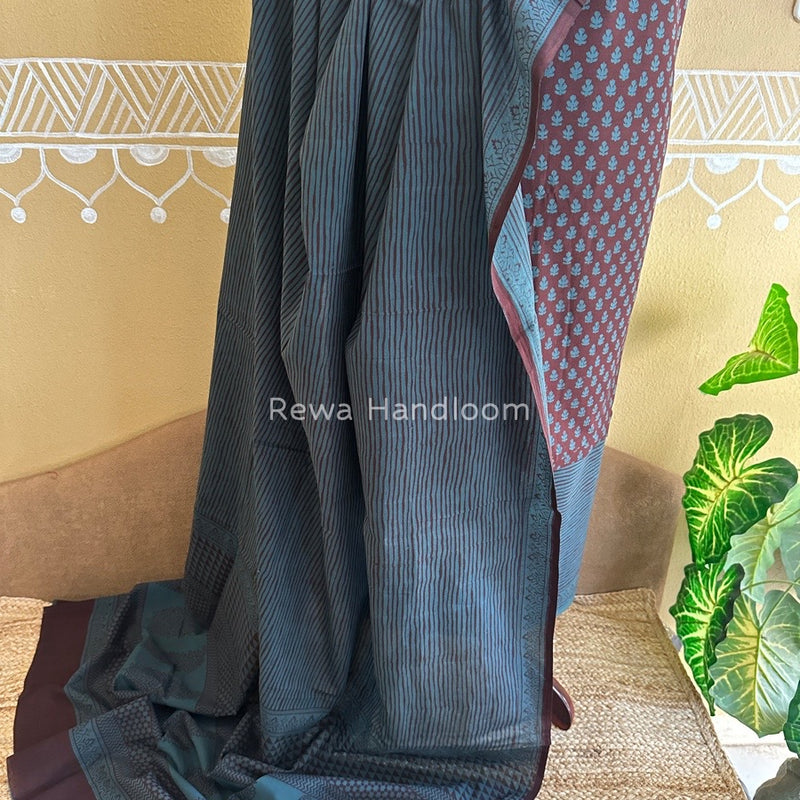 Wine-Rama Green Bagh Print Cotton Suit BCSP093