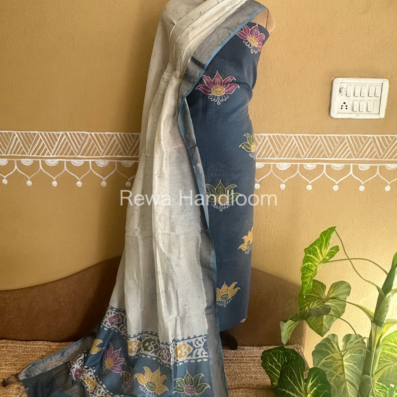 Maheshwari  Batik Tissue Printed Dress Material