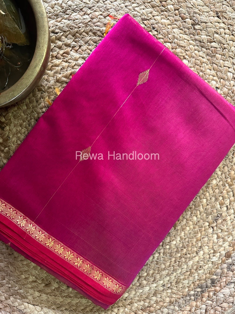 Rani Pink Zari Butti Maheshwari Saree SBS09
