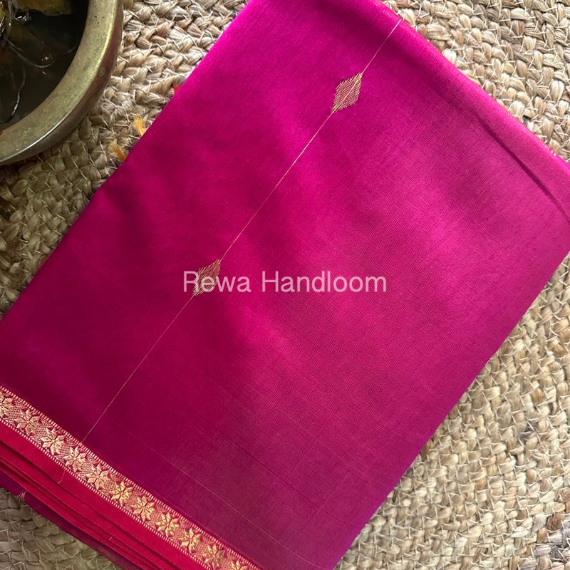 Rani Pink Zari Butti Maheshwari Saree SBS09