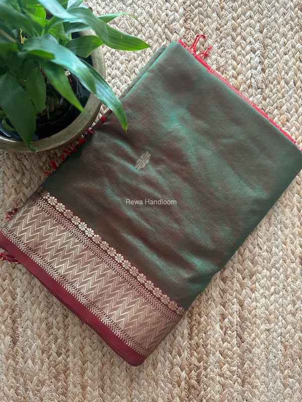 Maheshwari Green Pure Silk Saree PS058