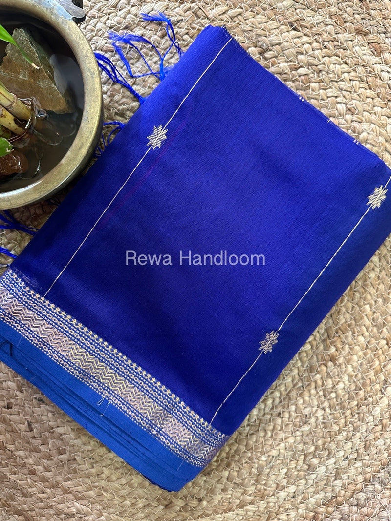Blue Zari Butti Maheshwari Saree SBS012