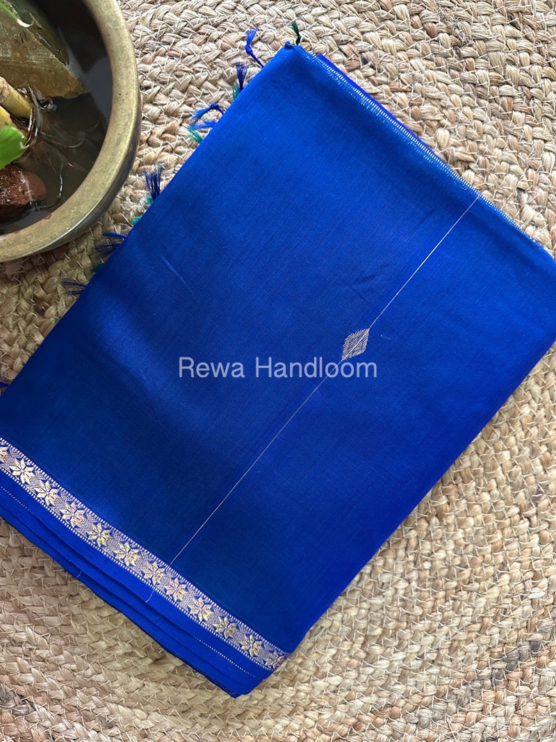 Royal Blue Zari Butti Maheshwari Saree SBS017