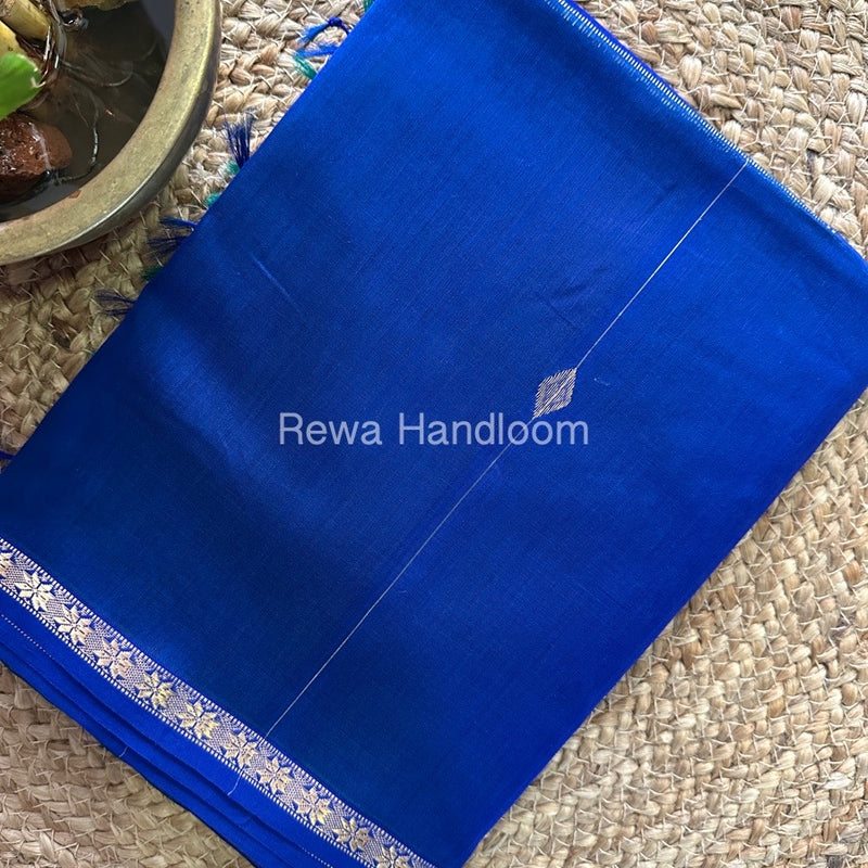 Royal Blue Zari Butti Maheshwari Saree SBS017