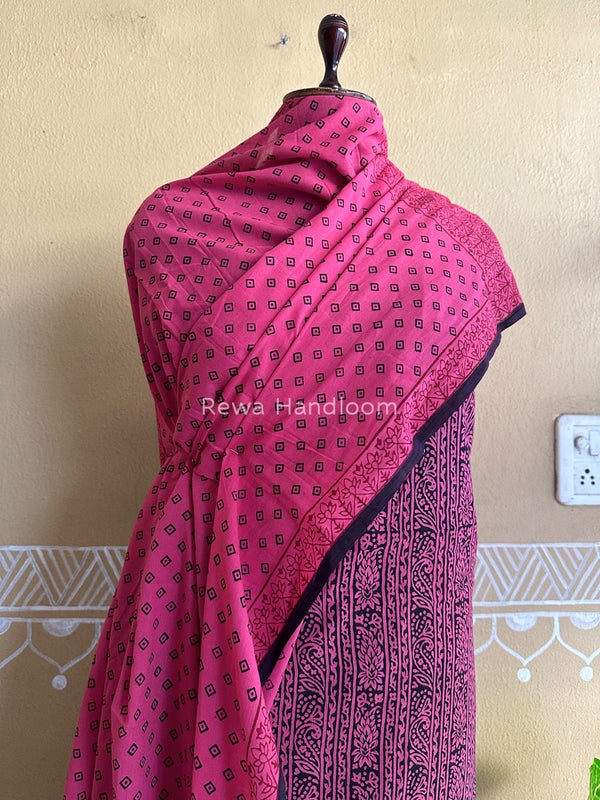 Pink-Black Bagh Print Cotton Suit BCSP0114
