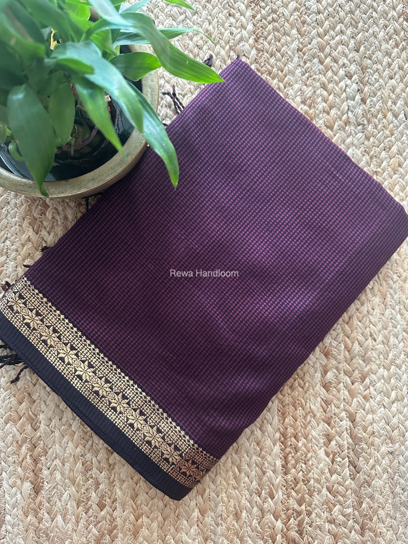 Maheshwari wine Garbha Reshami Silk Saree GS245