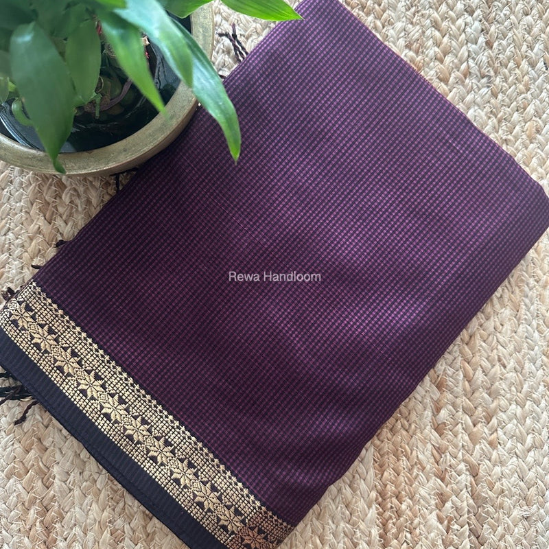 Maheshwari wine Garbha Reshami Silk Saree GS245