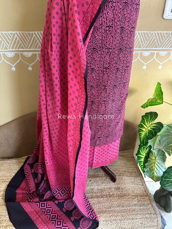 Pink-Black Bagh Print Cotton Suit BCSP0114