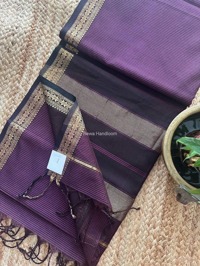 Maheshwari wine Garbha Reshami Silk Saree GS245