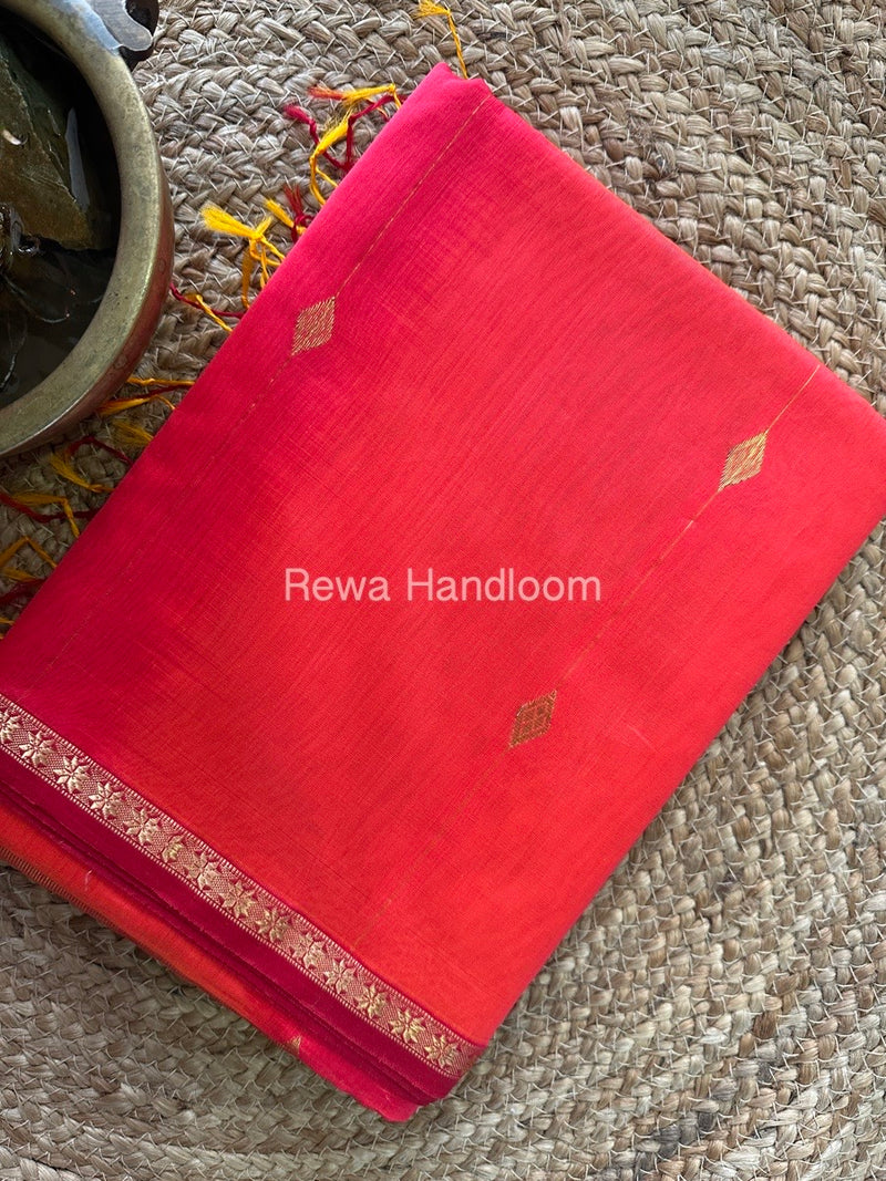 fuchsia Pink Zari Butti Maheshwari Saree SBS024