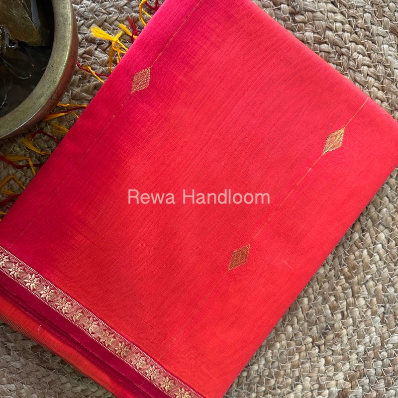 fuchsia Pink Zari Butti Maheshwari Saree SBS024