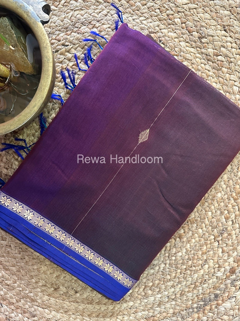 Coffee Brown Zari Butti Maheshwari Saree SBS025