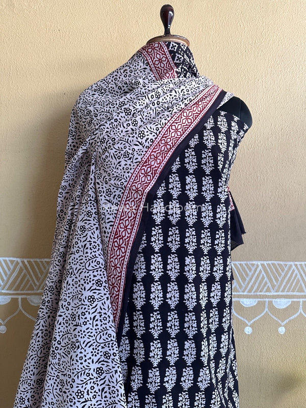 Black-White Bagh Print Cotton Suit BCSP0102