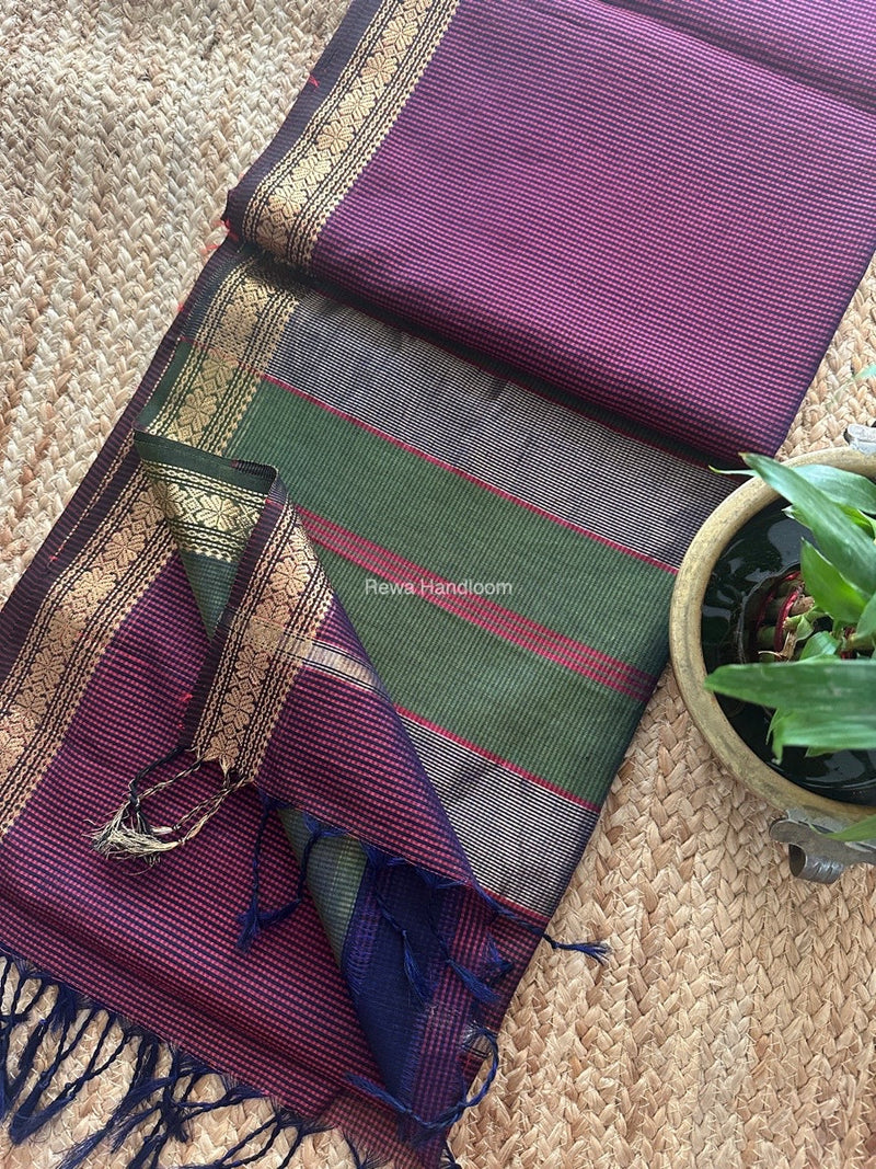 Maheshwari Magenta Garbha Reshami Silk Saree GS254