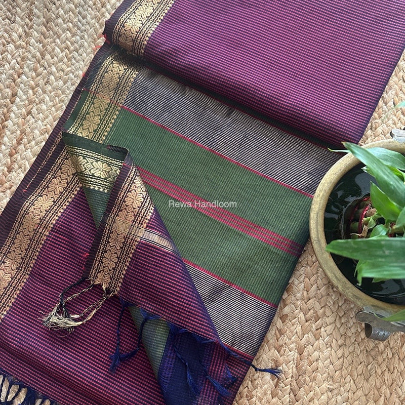 Maheshwari Magenta Garbha Reshami Silk Saree GS254