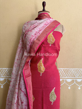 Maheshwari Rani Pink Batik Tissue Printed Dress Material-BTP155