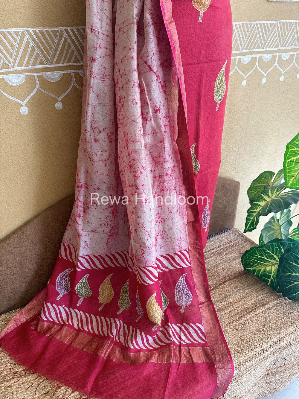 Maheshwari Rani Pink Batik Tissue Printed Dress Material-BTP155