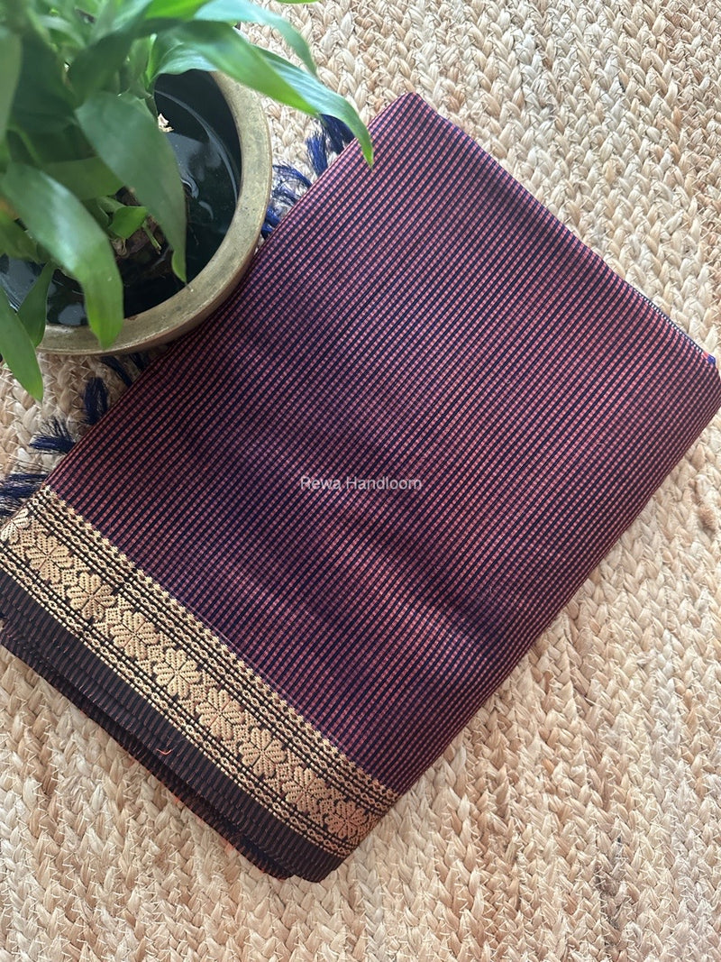 Maheshwari Peach Garbha Reshami Silk Saree GS247
