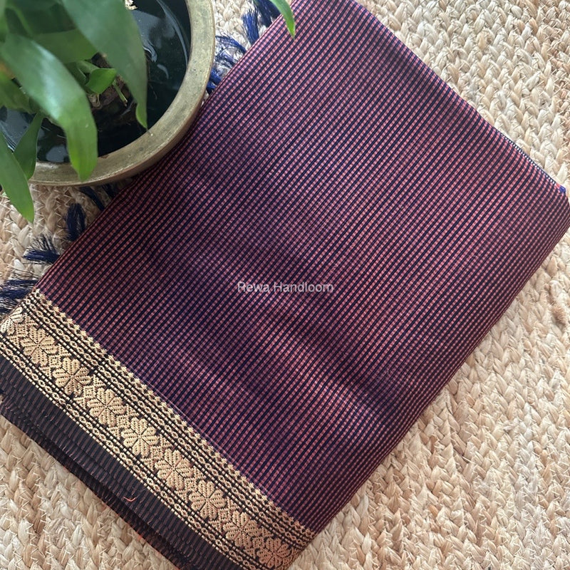Maheshwari Peach Garbha Reshami Silk Saree GS247
