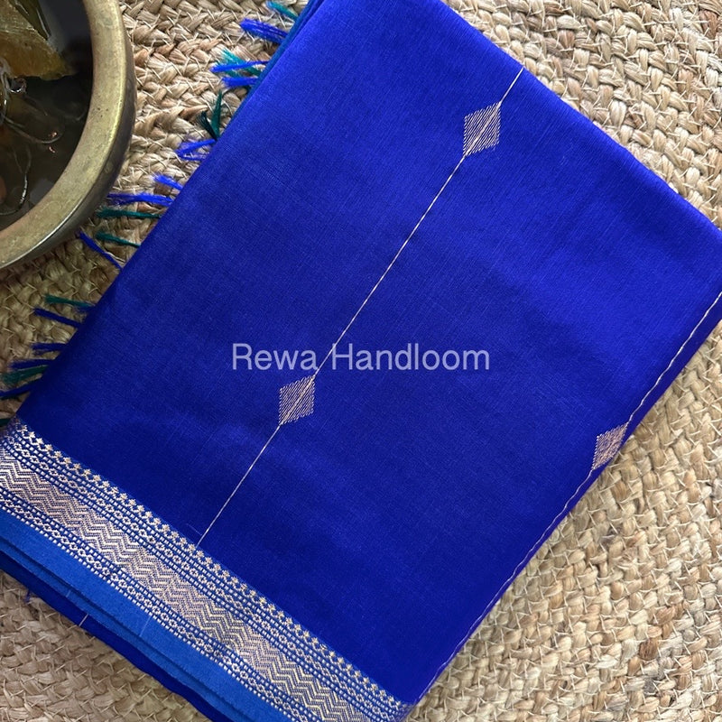 Navy Blue Zari Butti Maheshwari Saree SBS027