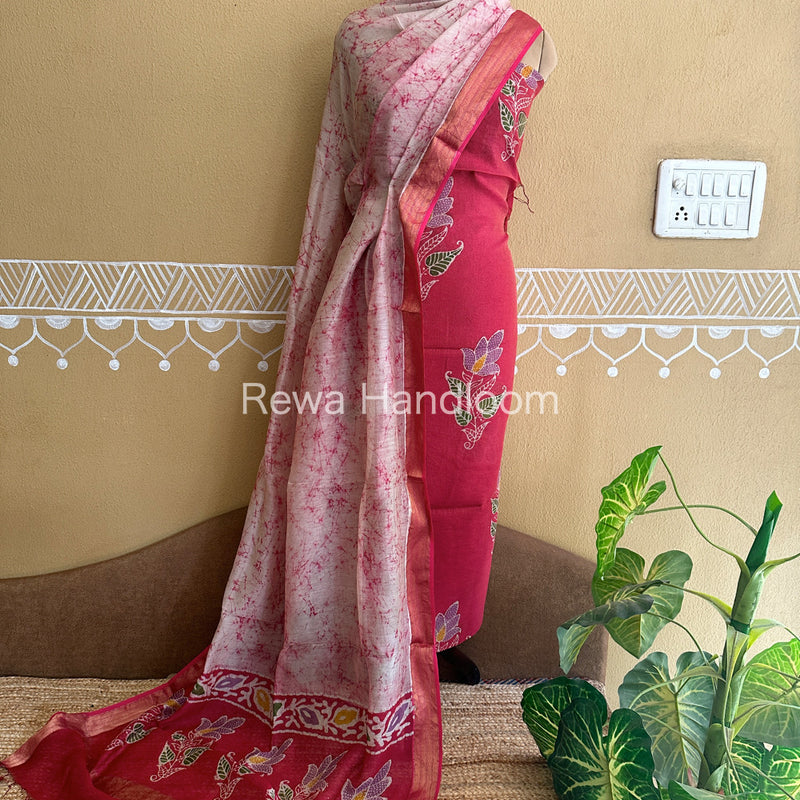 Maheshwari  Batik Tissue Printed Dress Material