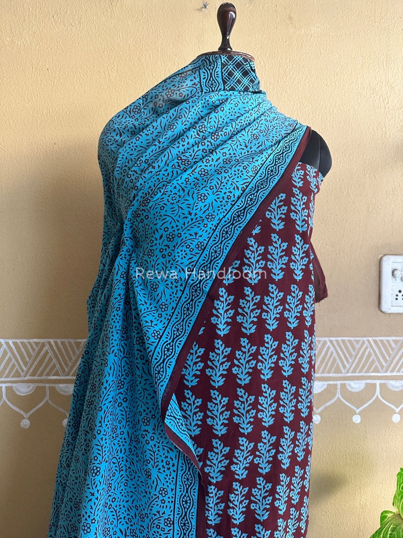 Maroon-Firozi Bagh Print Cotton Suit BCSP097