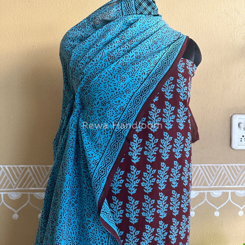 Maroon-Firozi Bagh Print Cotton Suit BCSP097