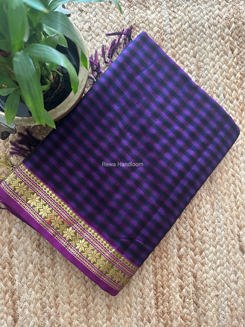 Maheshwari Purple Garbha Reshami Silk Saree GS260