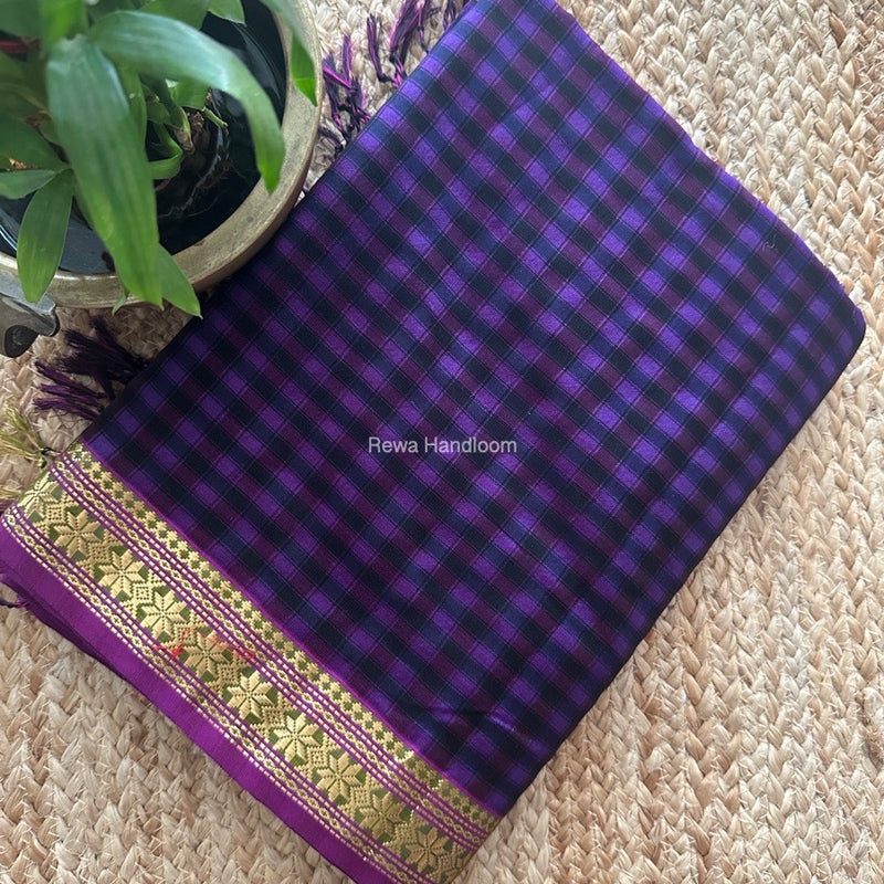 Maheshwari Purple Garbha Reshami Silk Saree GS260