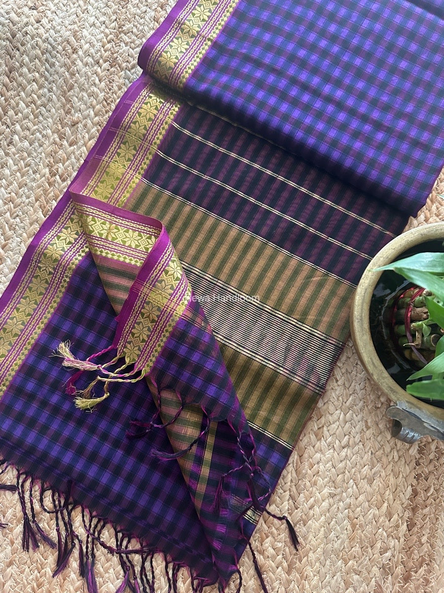 Maheshwari Purple Garbha Reshami Silk Saree GS260 – Rewa Handloom