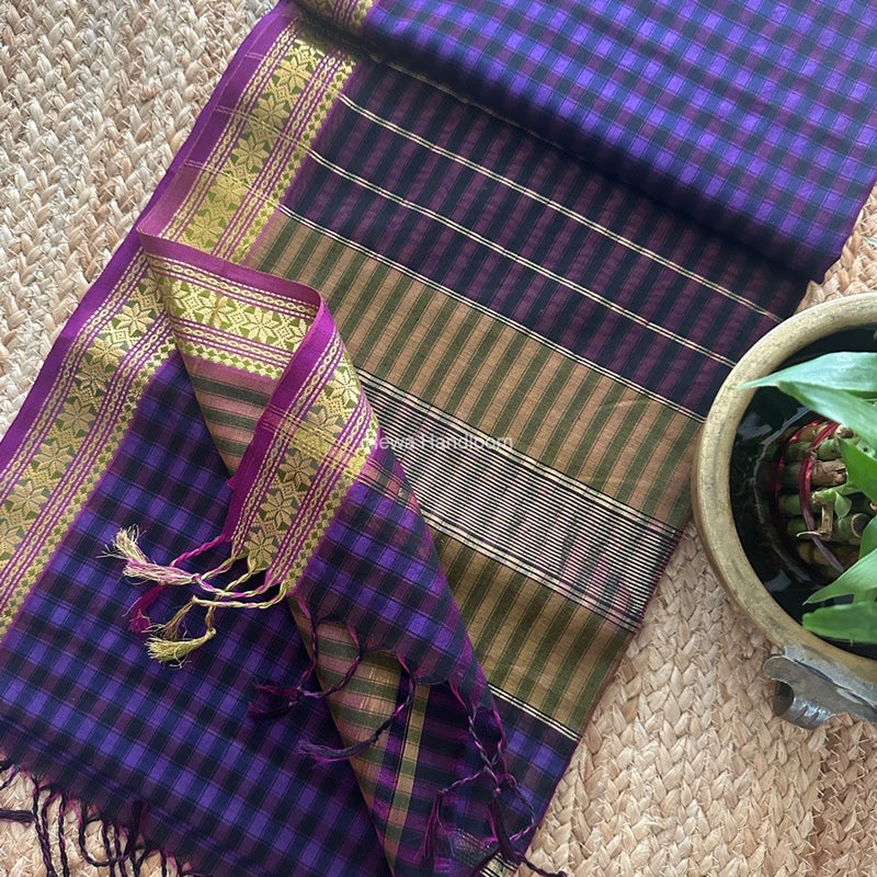 Maheshwari Purple Garbha Reshami Silk Saree GS260
