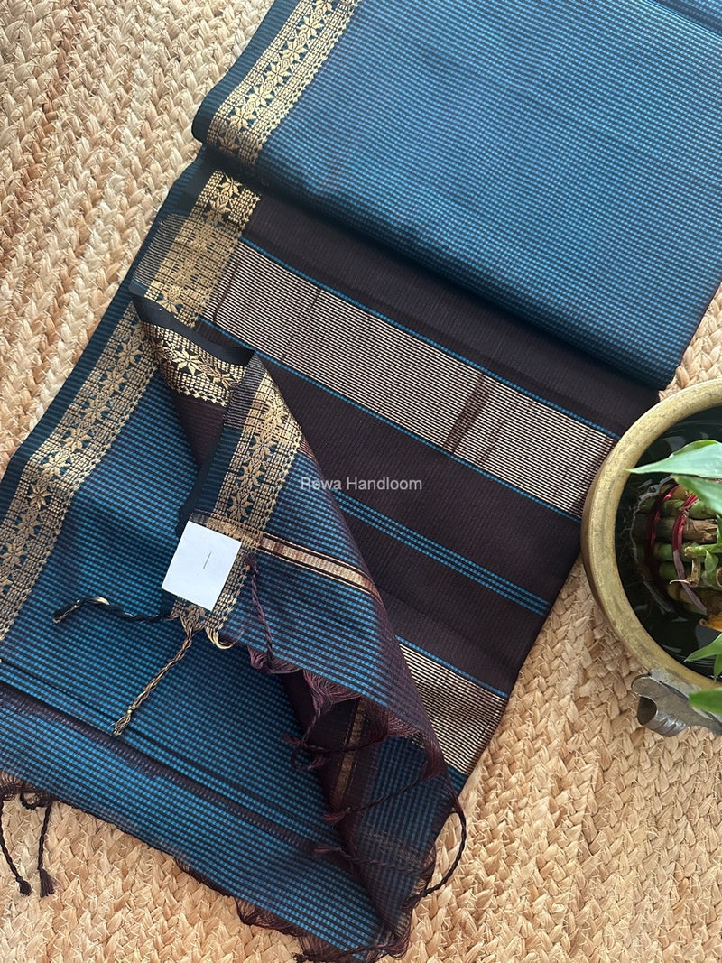 Maheshwari Rama Green Garbha Reshami Silk Saree GS248