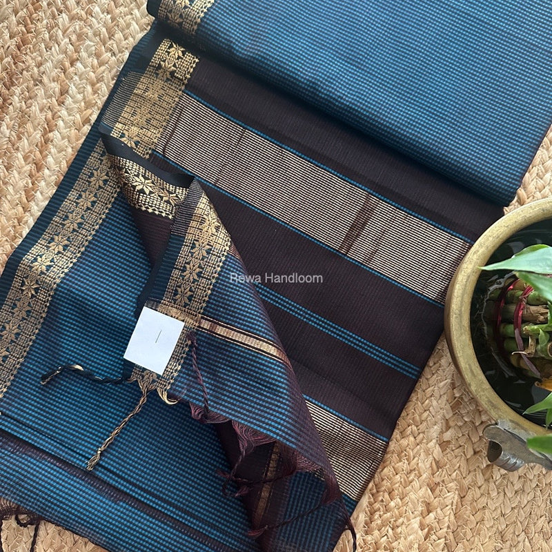 Maheshwari Rama Green Garbha Reshami Silk Saree GS248