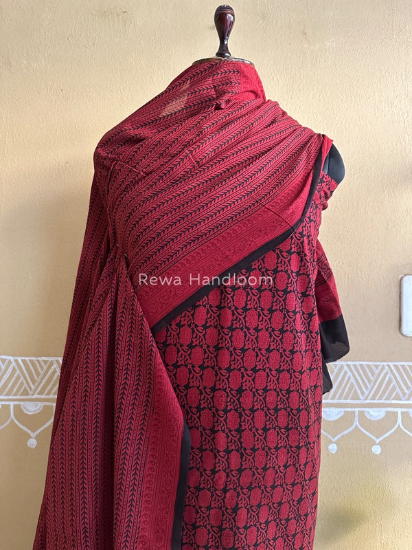 Red-Black Bagh Print Cotton Suit BCSP0100