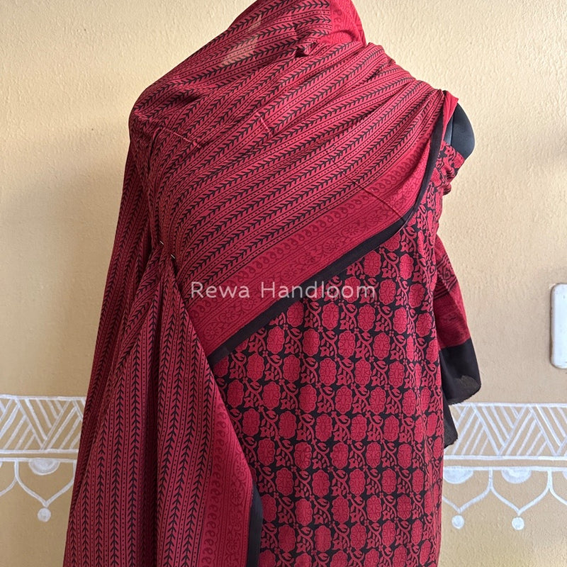 Red-Black Bagh Print Cotton Suit BCSP0100