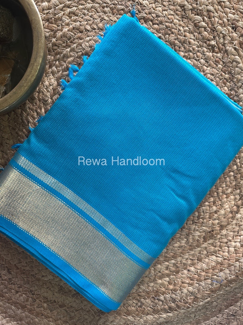 Exclusive Maheswari Self Checks Sky Blue Saree MCS064