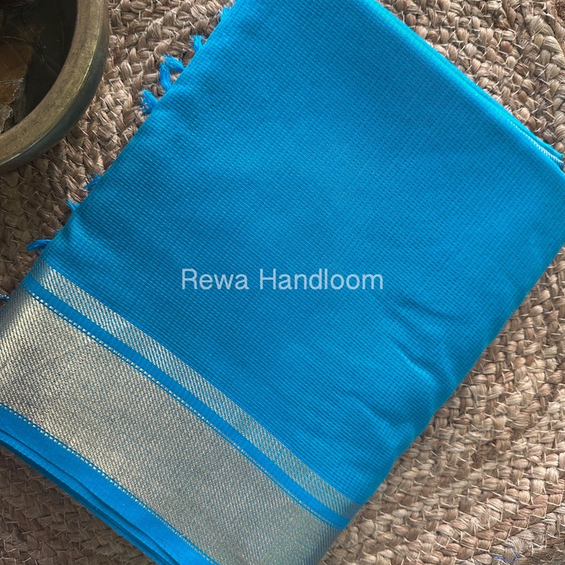 Exclusive Maheswari Self Checks Sky Blue Saree MCS064