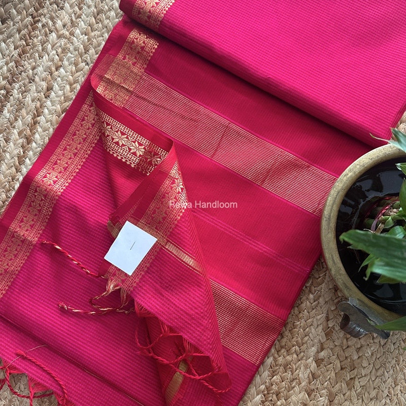 Maheshwari Rani Pink Garbha Reshami Silk Saree GS261