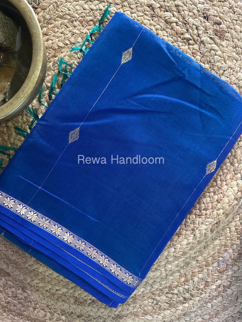 Blue Zari Butti Maheshwari Saree SBS022