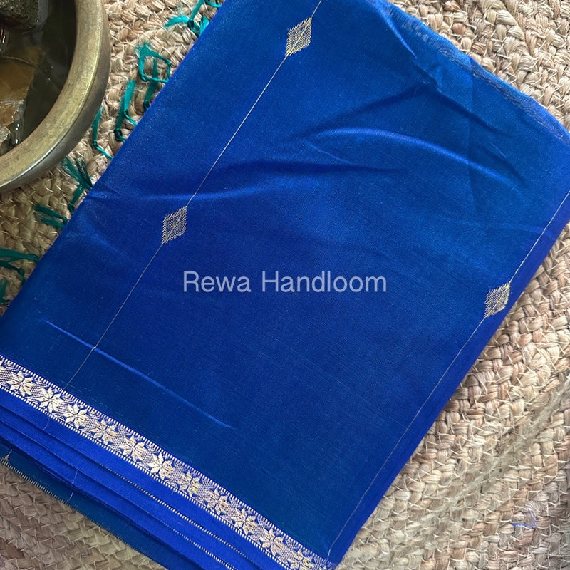 Blue Zari Butti Maheshwari Saree SBS022