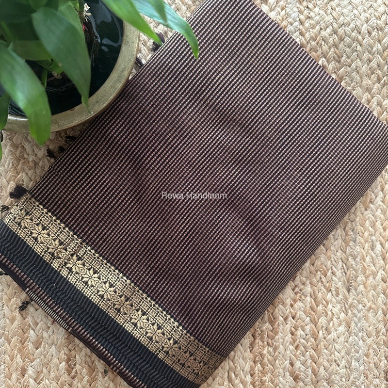 Maheshwari Beige Garbha Reshami Silk Saree GS251