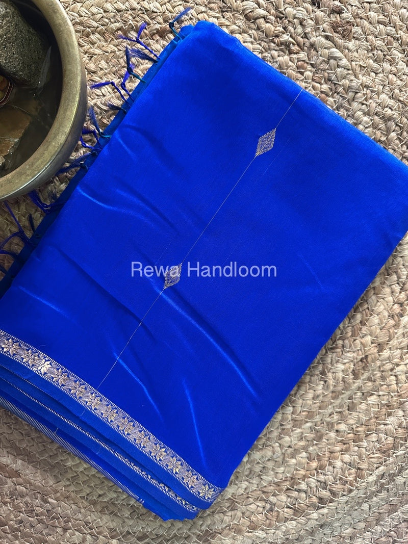 Dark Blue Zari Butti Maheshwari Saree SBS015