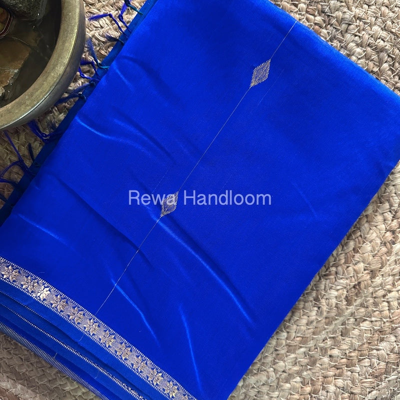 Dark Blue Zari Butti Maheshwari Saree SBS015