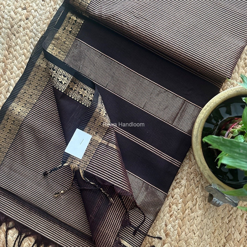 Maheshwari Beige Garbha Reshami Silk Saree GS251