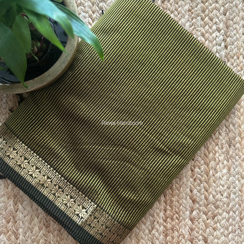 Maheshwari Lemon Yellow Garbha Reshami Silk Saree GS252