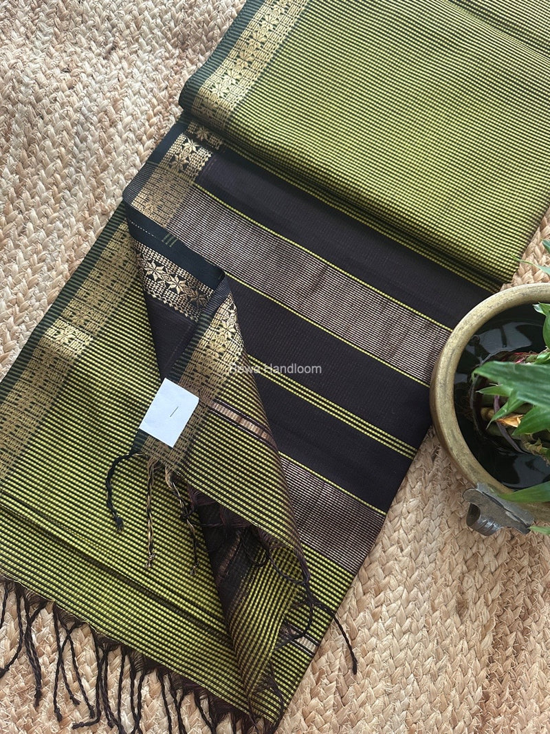 Maheshwari Lemon Yellow Garbha Reshami Silk Saree GS252