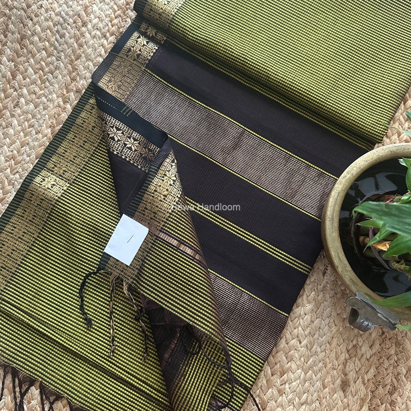 Maheshwari Lemon Yellow Garbha Reshami Silk Saree GS252