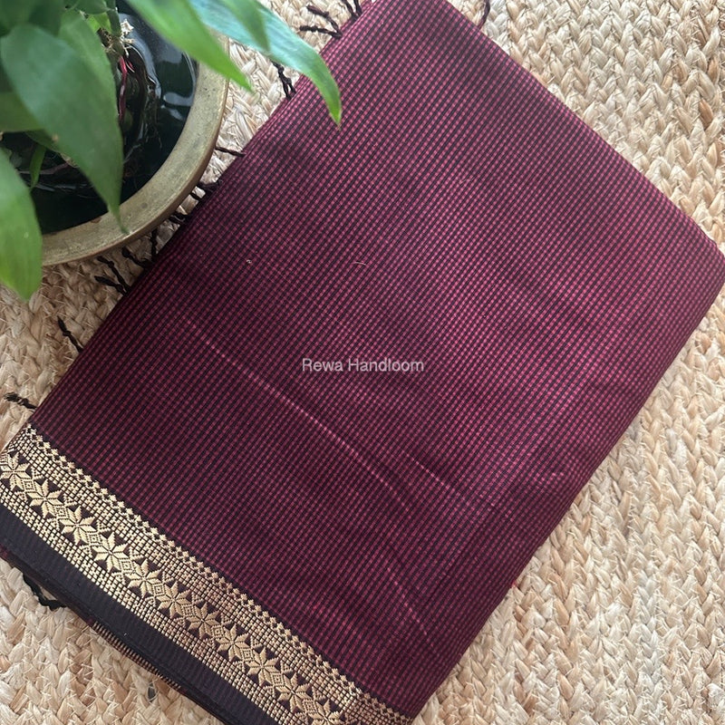 Maheshwari Maroon Garbha Reshami Silk Saree GS253
